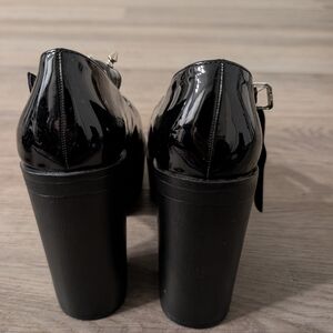 Black Patent Platform Block Heel Mary Jane - Women